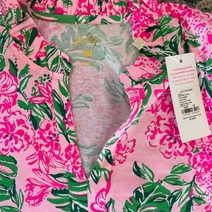Lilly Pulitzer Pink and Green Floral Blouse